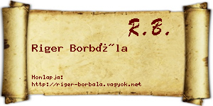 Riger Borbála névjegykártya
